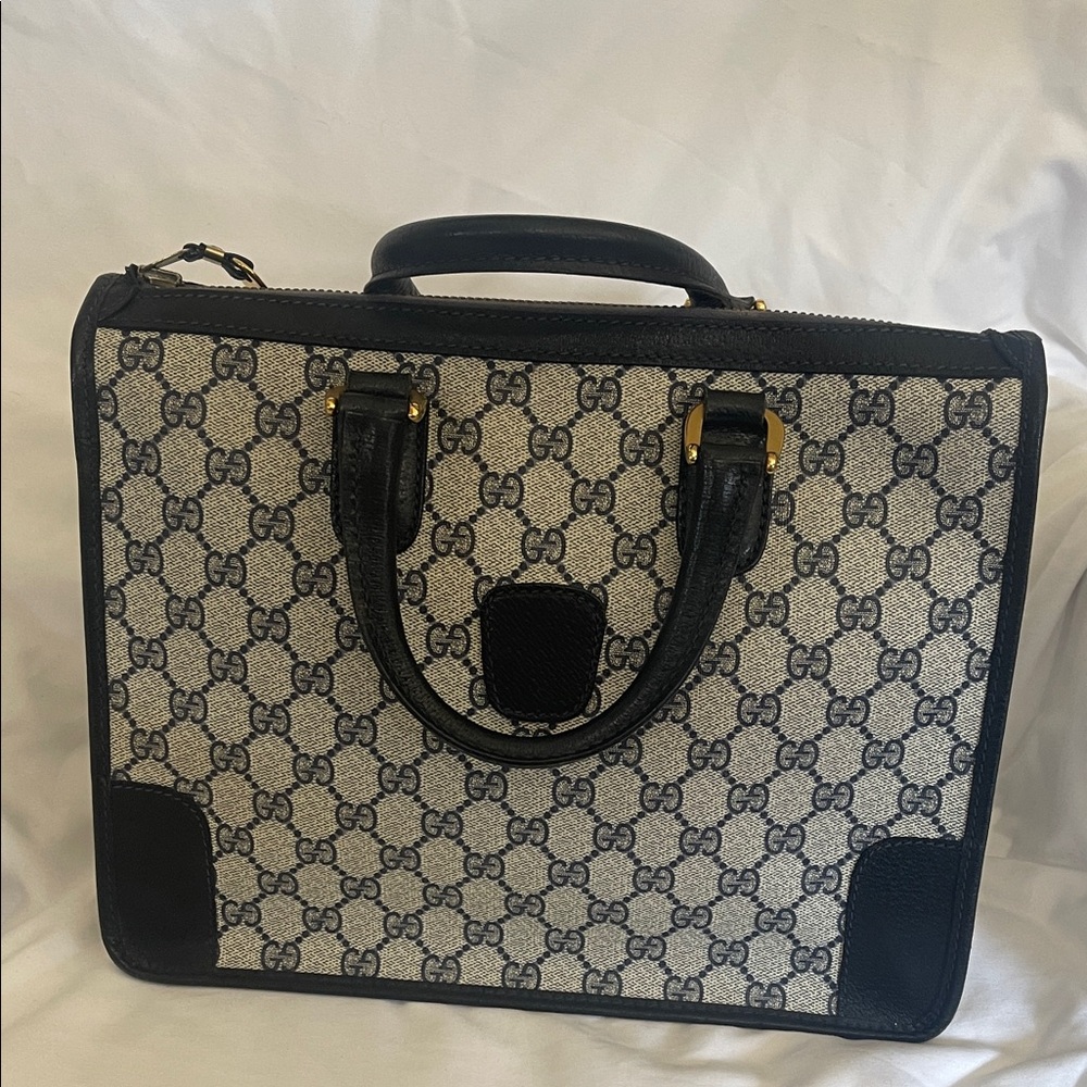 Gucci Black and Cream Monogram Briefcase